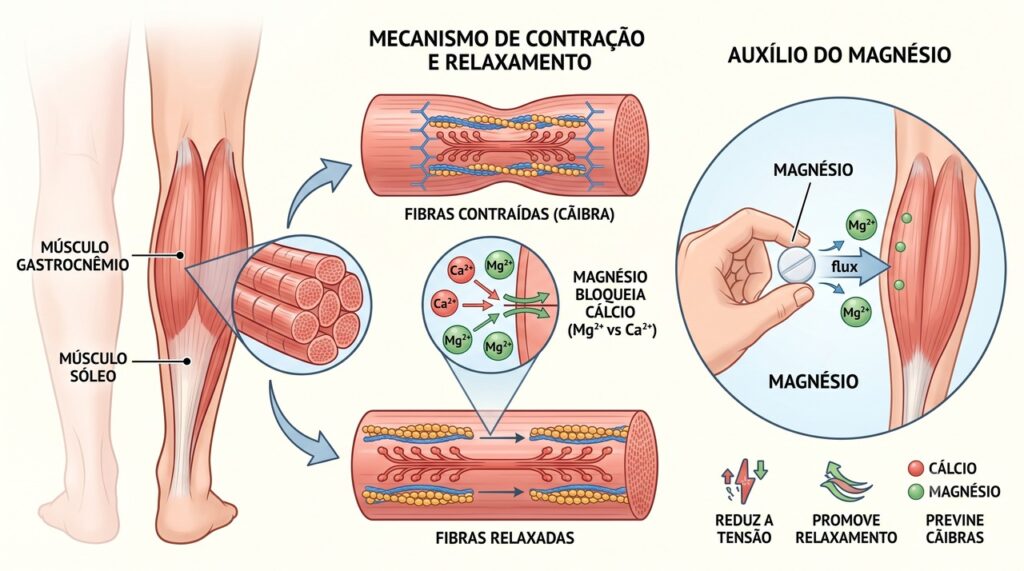 O magnésio participa da contração e do relaxamento adequado dos músculos.