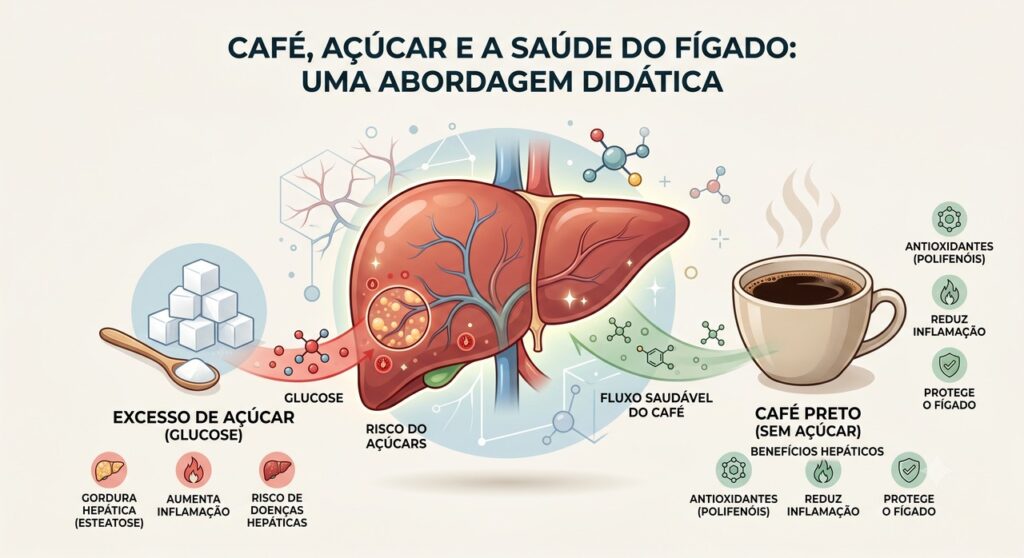 O açúcar adicionado ao café pode mudar o impacto da bebida no metabolismo.