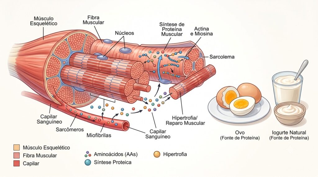 A proteína consumida pela manhã fornece aminoácidos importantes para a manutenção muscular.