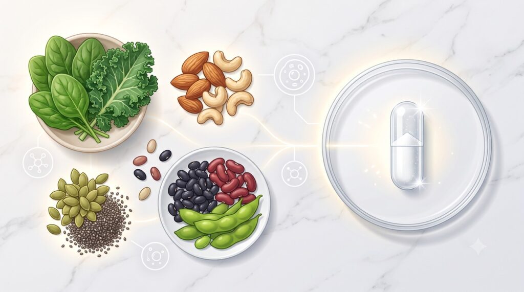 Alimentos variados podem fornecer magnésio sem necessidade de suplementação automática.