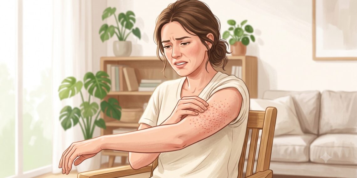 Bolinhas ásperas e persistentes nos braços podem ser sinais de queratose pilar.