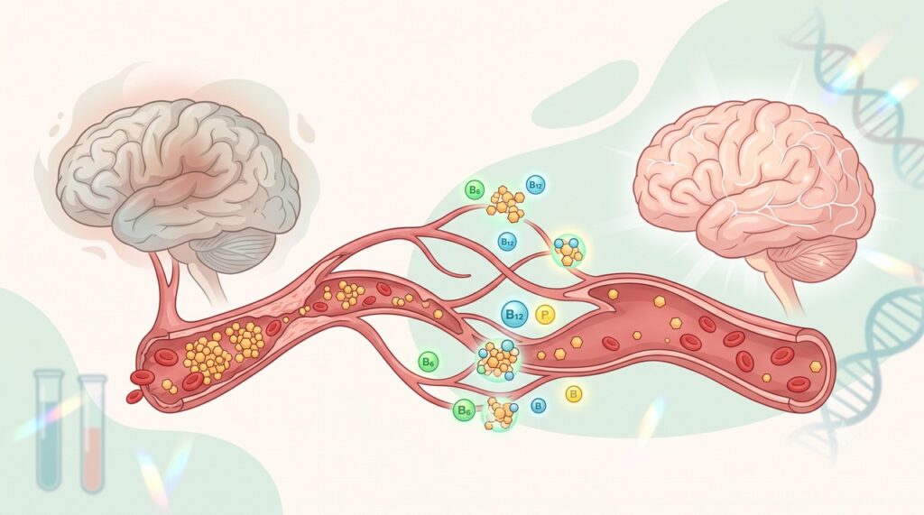 As vitaminas B reduziram a homocisteína, mas não melhoraram significativamente a função cognitiva na metanálise.