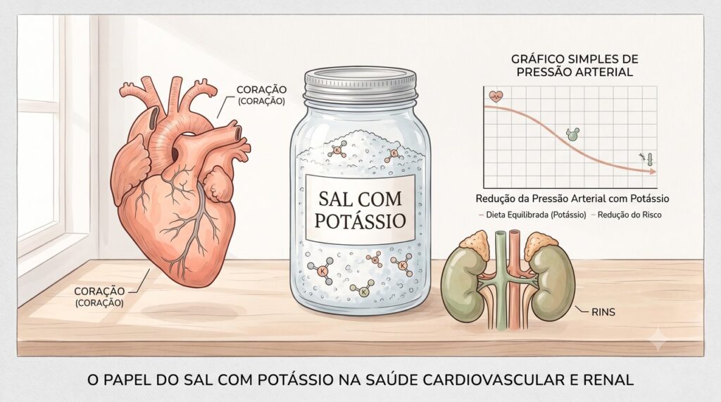 A troca reduz sódio e aumenta potássio, mas exige cuidado em quem tem risco renal.
