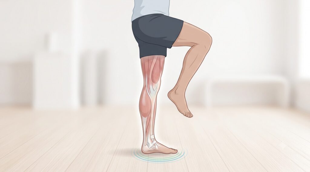 Força muscular e controle do tornozelo ajudam a manter o corpo estável em uma perna.