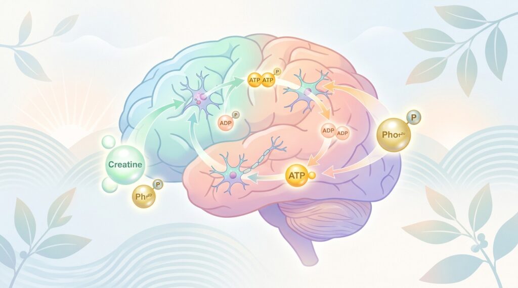 A creatina participa do fornecimento rápido de energia para as células cerebrais.