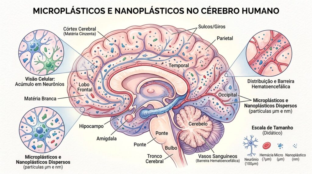 A maior presença de partículas em cérebros com demência indica associação, mas não comprova causalidade.