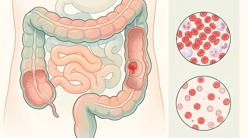 Pequenas perdas de sangue no trato gastrointestinal podem esgotar as reservas de ferro.