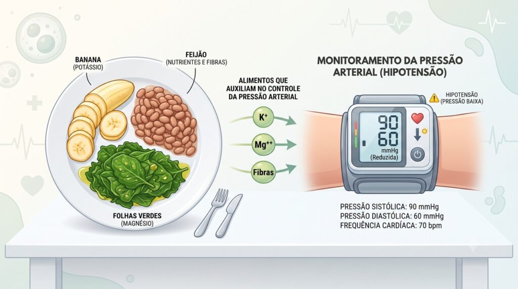 Alimentos ricos em potássio ajudam a equilibrar o sódio e favorecem a saúde cardiovascular.