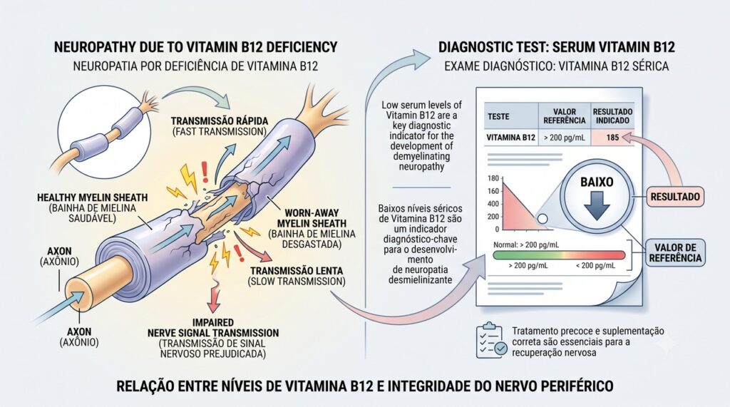 A vitamina B12 ajuda a manter a mielina que protege os nervos.