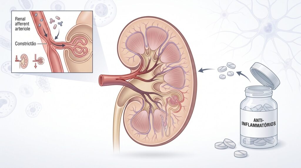 Pessoas com doença renal, idade avançada ou desidratação precisam de maior cautela com anti-inflamatórios.