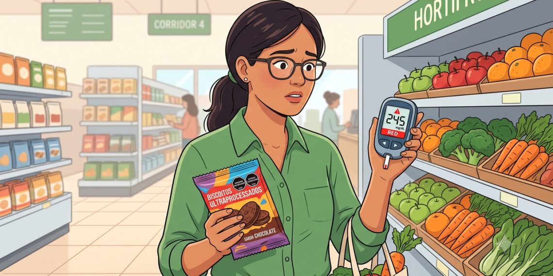 O consumo frequente de ultraprocessados foi associado a maior risco de diabetes tipo 2.