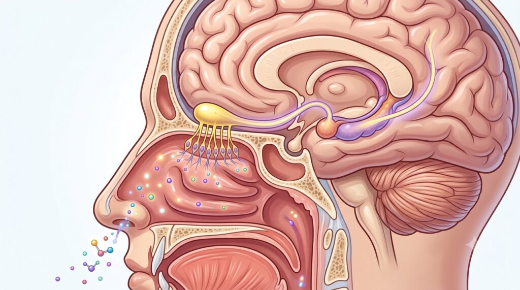 O olfato depende tanto das estruturas do nariz quanto das áreas cerebrais que processam os cheiros.