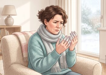 Dedos brancos, azulados e dormentes no frio podem indicar o fenômeno de Raynaud.