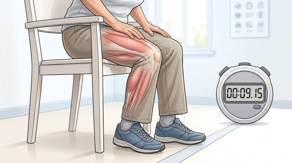 O teste da cadeira ajuda a observar velocidade, estabilidade e função muscular das pernas.