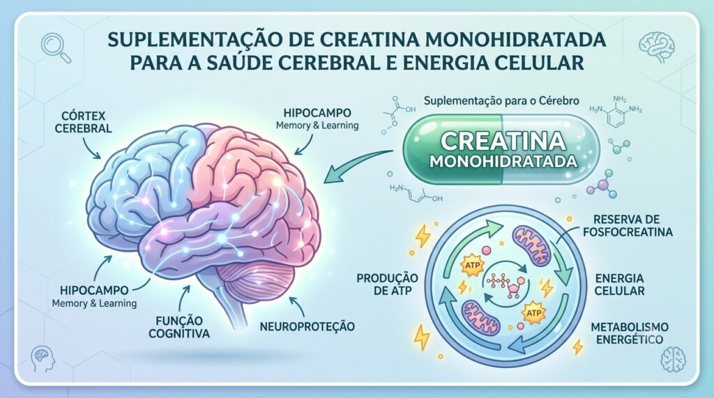 A meta-análise avaliou creatina, memória, atenção e velocidade de processamento em adultos.