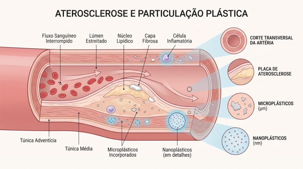 Partículas plásticas foram identificadas dentro de placas de aterosclerose retiradas da carótida.