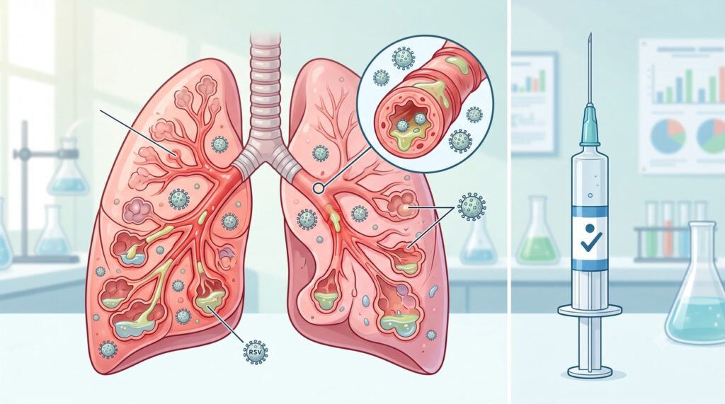 Uma dose da vacina demonstrou proteção contra doença respiratória inferior causada pelo VSR.