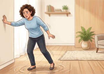 Sensação persistente de balanço ou flutuação pode indicar tontura postural-perceptual persistente.
