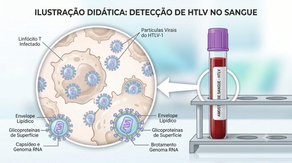 O exame de sangue permite detectar o HTLV mesmo quando a pessoa não apresenta sintomas.