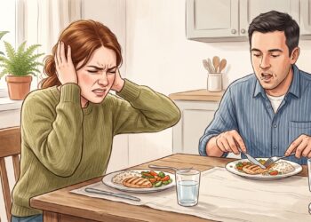 Sons cotidianos, como mastigação, podem desencadear reações emocionais intensas na misofonia.