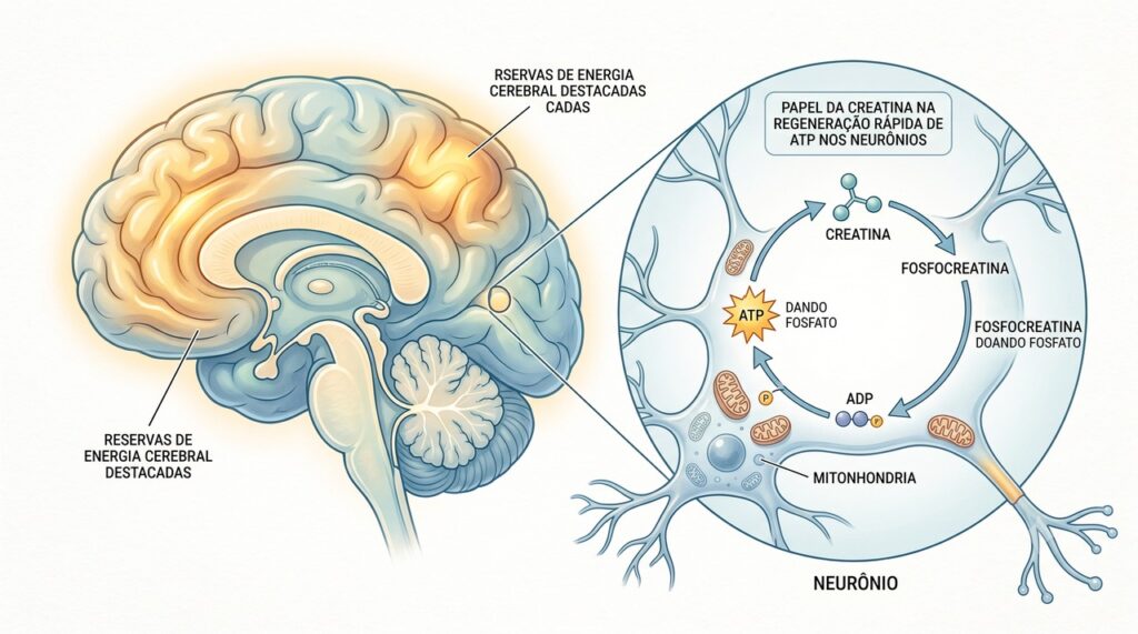 A creatina modificou marcadores de energia cerebral durante a privação de sono.