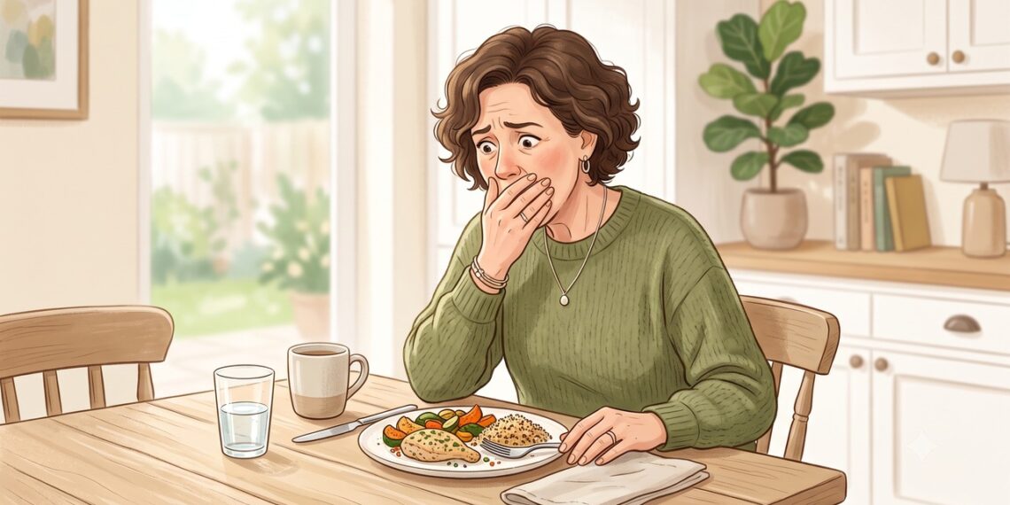 A volta repetida do alimento sem enjoo após as refeições pode indicar síndrome da ruminação.
