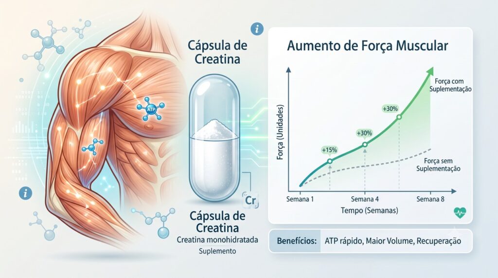 A meta-análise avaliou creatina, treino físico, força muscular e composição corporal em idosos.