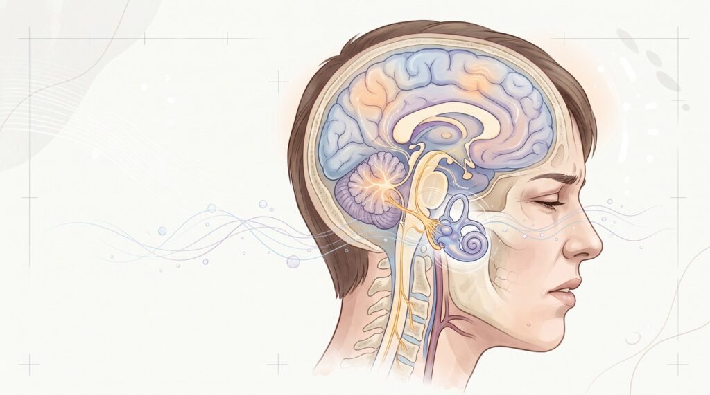 A enxaqueca vestibular afeta mecanismos cerebrais ligados ao equilíbrio e à percepção de movimento.