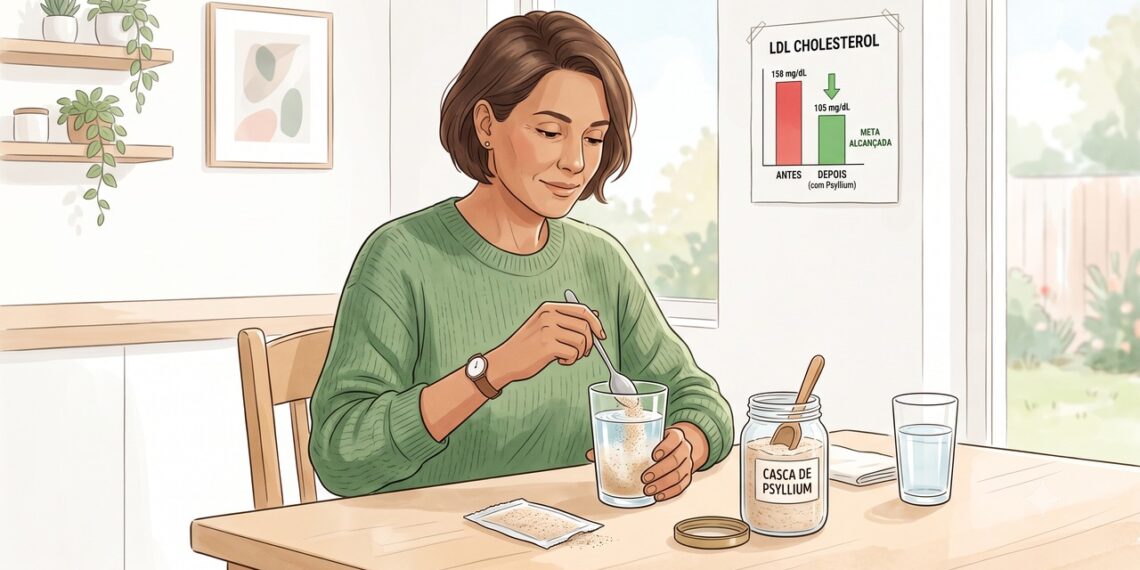 Psyllium pode ser usado como fibra complementar para ajudar no controle do LDL.