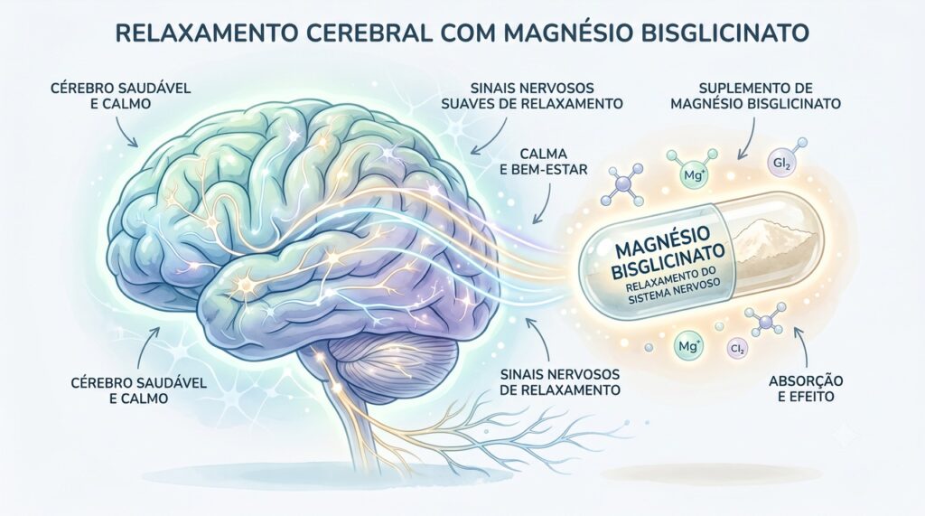 O magnésio participa de processos nervosos relacionados ao relaxamento e à regulação do sono.