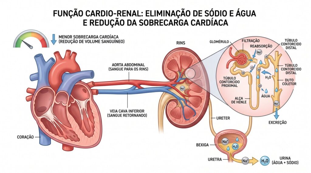 As gliflozinas atuam nos rins e podem diminuir a sobrecarga de líquidos sobre o coração.