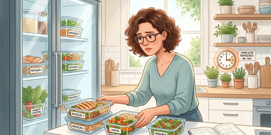 A alimentação restrita foi estudada como estratégia para peso e HbA1c no diabetes tipo 2.
