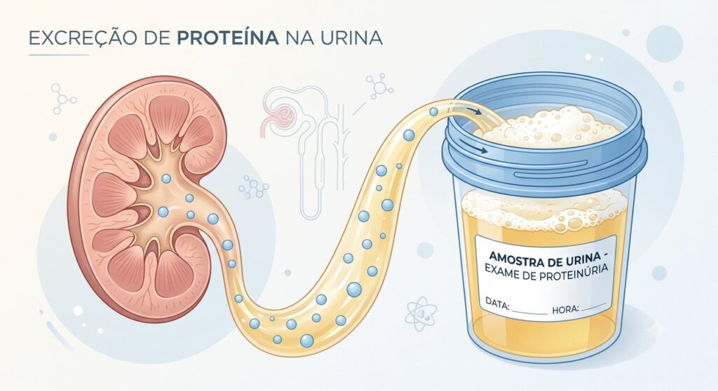 A perda de proteína pela urina pode favorecer espuma persistente e inchaço no corpo.