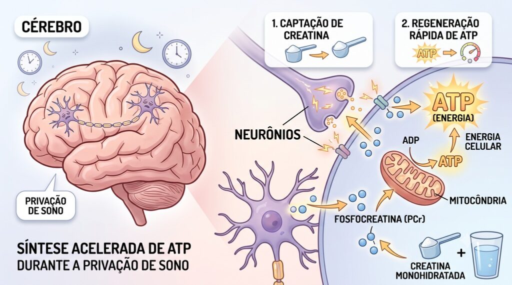 O estudo avaliou uma dose única de creatina em adultos saudáveis durante 21 horas sem dormir.