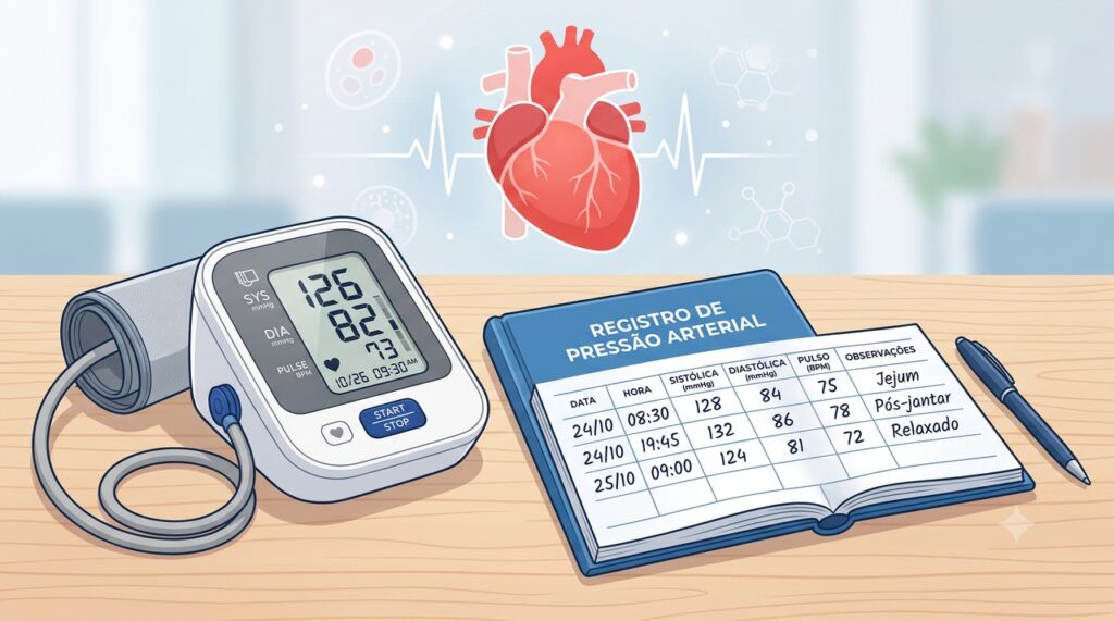 Registrar as medições ajuda o profissional a avaliar padrões da pressão arterial.