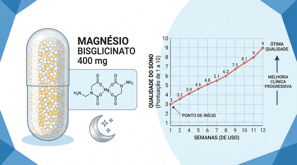 O estudo avaliou 250 mg de magnésio elementar por 4 semanas em adultos com sono ruim.