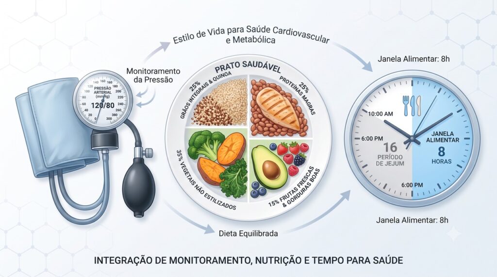 A meta-análise associou alimentação com horário restrito a pequena queda na pressão arterial.