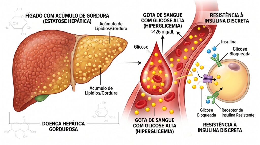 A resistência à insulina pode conectar gordura no fígado e diabetes tipo 2.