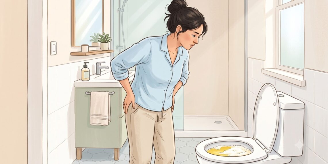 Espuma persistente na urina pode ser um sinal de perda de proteína pelos rins.