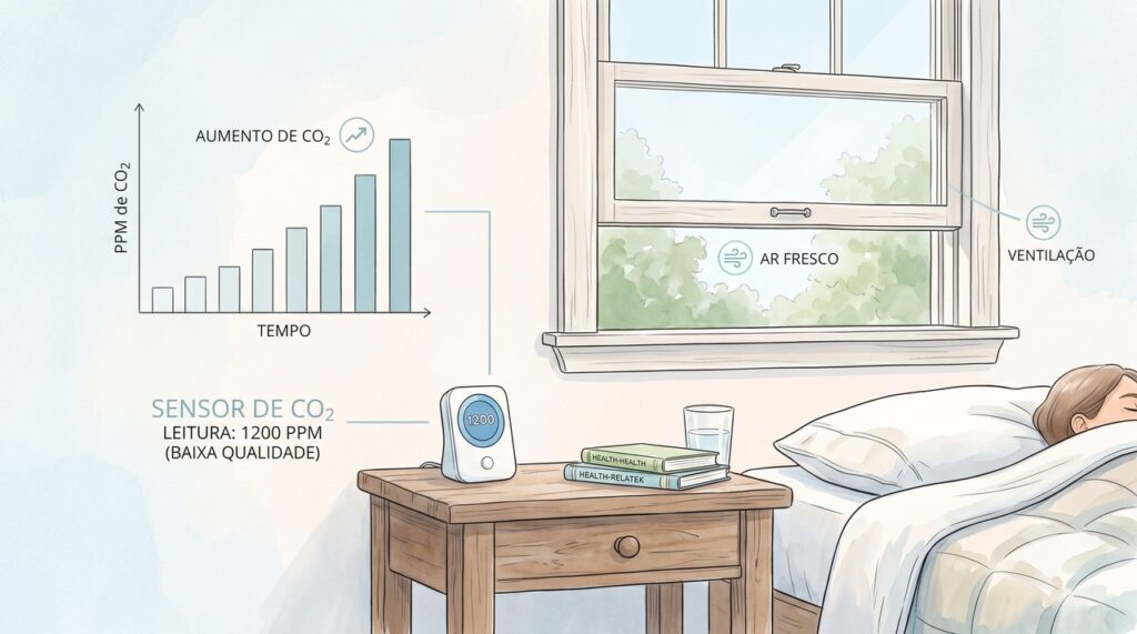 Sensores podem mostrar aumento de CO2 quando há pouca ventilação no quarto.