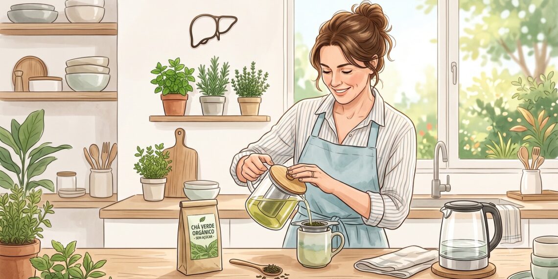 Chá verde e matcha podem fazer parte dos cuidados com a gordura no fígado.