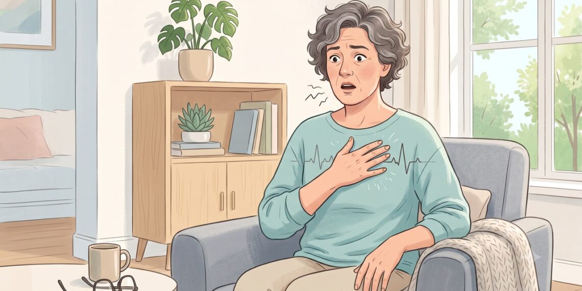 Palpitações irregulares e falta de ar podem ser sinais de fibrilação atrial.