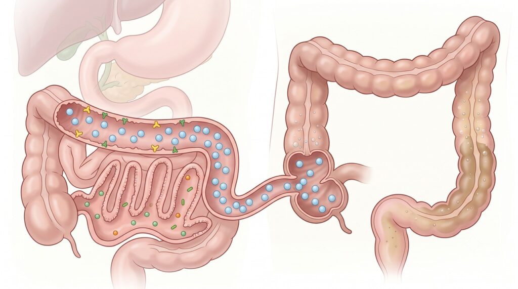A baixa produção de lactase permite que a lactose seja fermentada no intestino grosso.