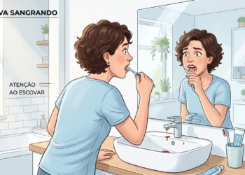 Gengiva sangrando ao escovar pode ser sinal de doença periodontal.