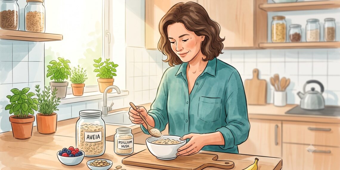 Aveia e psyllium podem ajudar no controle do colesterol dentro de uma rotina equilibrada.