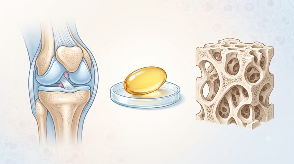 A vitamina D ajuda na saúde óssea, muscular e articular.