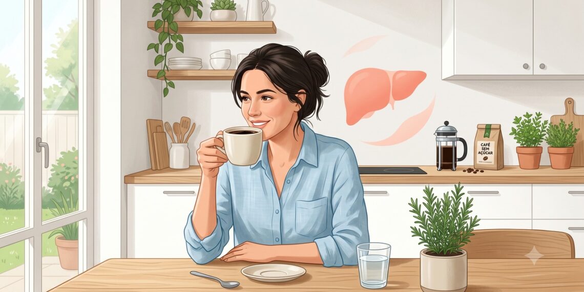 Café sem açúcar pode fazer parte de uma rotina mais favorável à saúde do fígado.