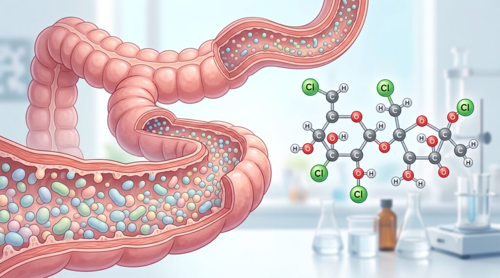 A sucralose pode interagir com a microbiota intestinal em alguns grupos.