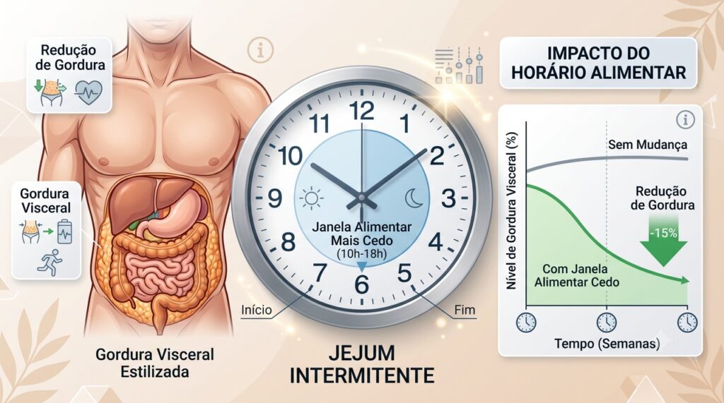 A meta-análise associou a alimentação mais cedo a menor gordura visceral e cintura.