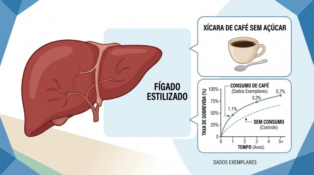 O estudo associou 1 a 2 xícaras de café por dia a melhor sobrevida geral.
